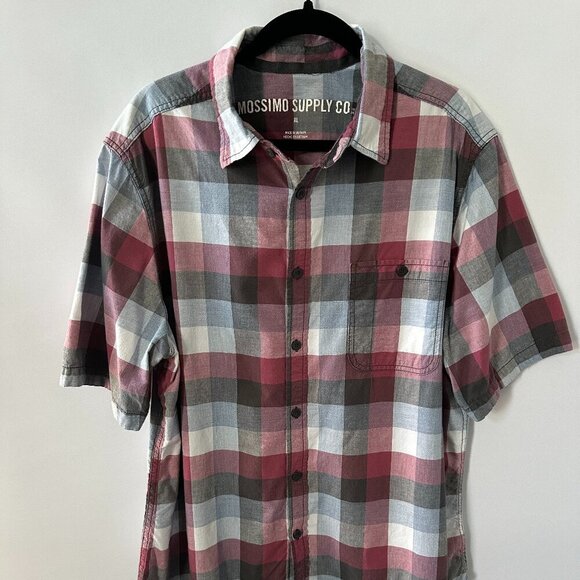 Mossimo Supply Co. Other - Mossimo Supply Red, White & Blue Plaid XL Men's Short Sleeve Shirt  100% Cotton